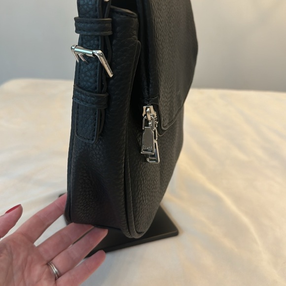 NWOT COLAB Black Vegan Leather Shoulder Bag with Silver Hardware - Picture 3 of 10